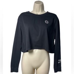 Nike Women’s England Black Loose Long Sleeve Cropped Tee 100% Cotton Size Small
